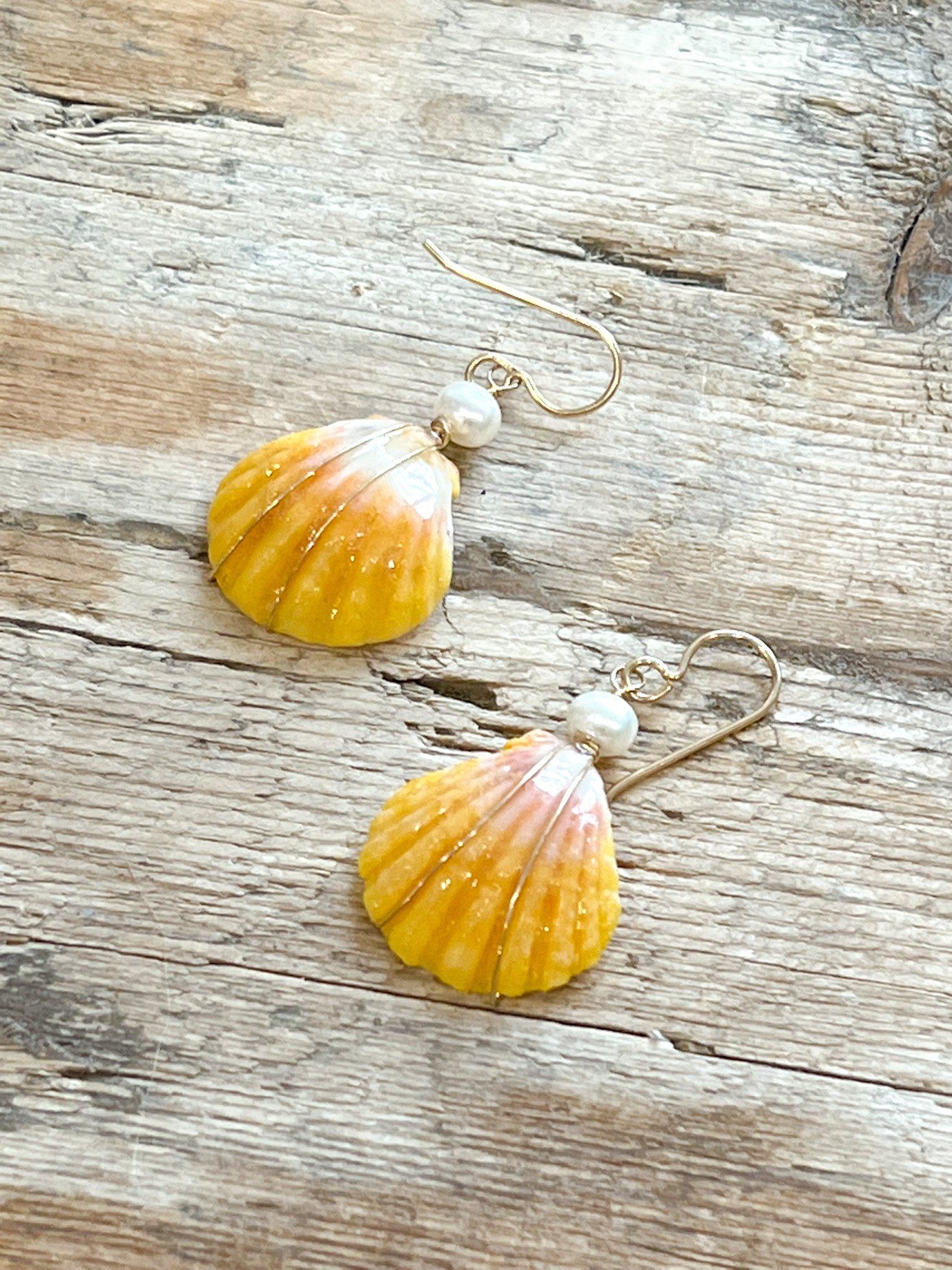 Kovel Scallop Shell Inlay Mother Of Pearl Earrings, Sterling Silver |  Island Sun Jewelry Beach Haven NJ